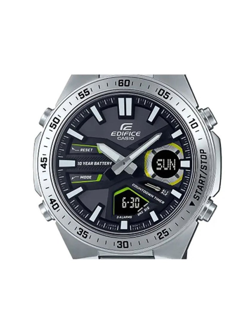 كاسيو ساعة كاسيو اديفيس للرجال من الستانلس ستيل، رقمية، بمينا دائري باللون الأسود، EFV-C110D-1A3VDF - Image 3