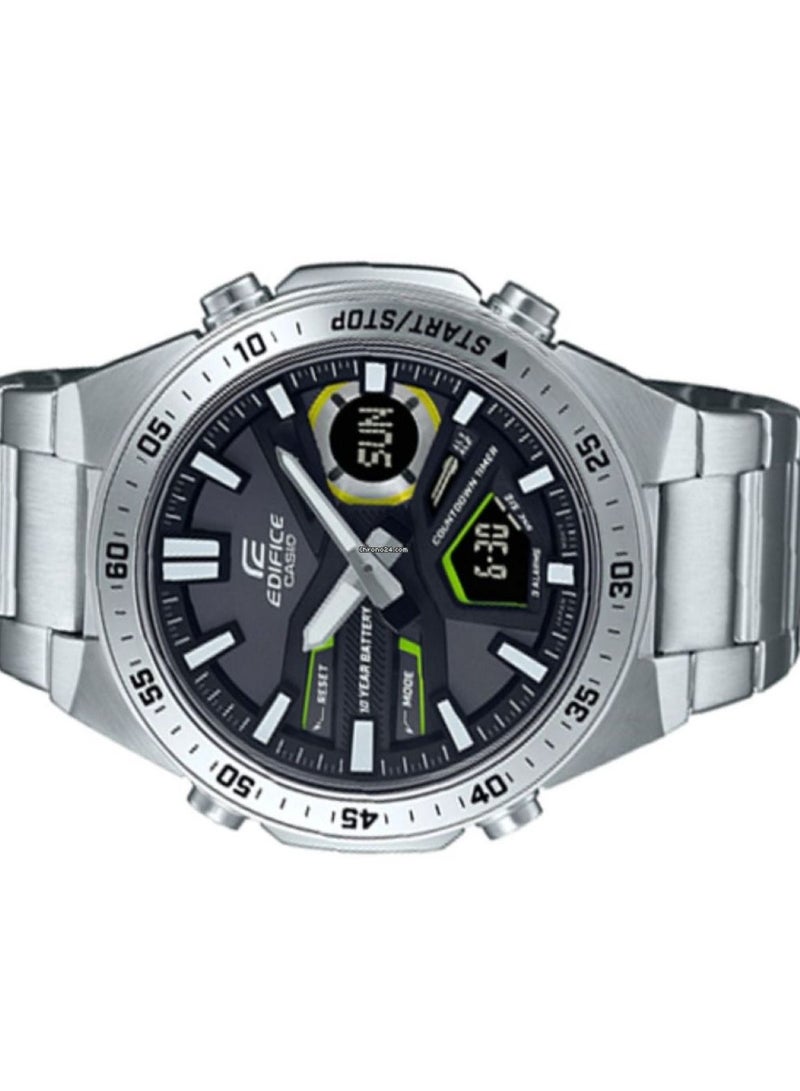 كاسيو ساعة كاسيو اديفيس للرجال من الستانلس ستيل، رقمية، بمينا دائري باللون الأسود، EFV-C110D-1A3VDF - Image 5