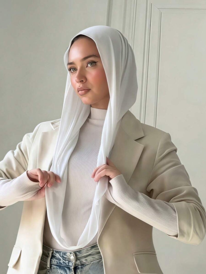 Women's Instant Classic Solid Color Hijab – Pre-Sewn Twisted Neck Scarf, Adjustable Versatile Turban, Soft Skin-Friendly Fabric for Daily, Sports & Yoga