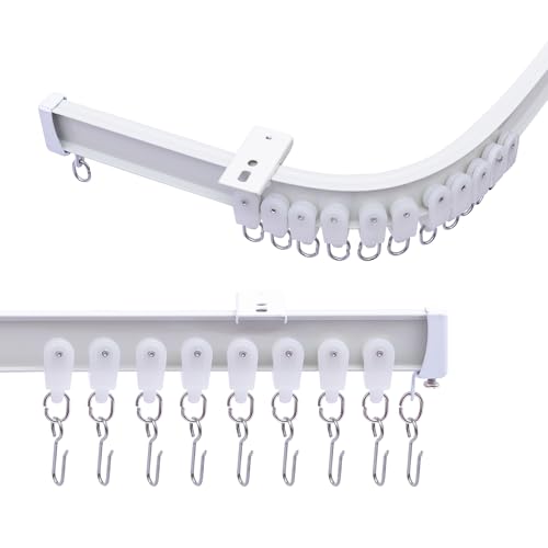MaKefeile Ceiling Curtains Track System Flexible Bendable Curtain Tracks for Ceiling Mount Heavy Duty Aluminum Sliding Room Divider Track Rail with Hooks for Living Room RV Office White 6ft - Image 1