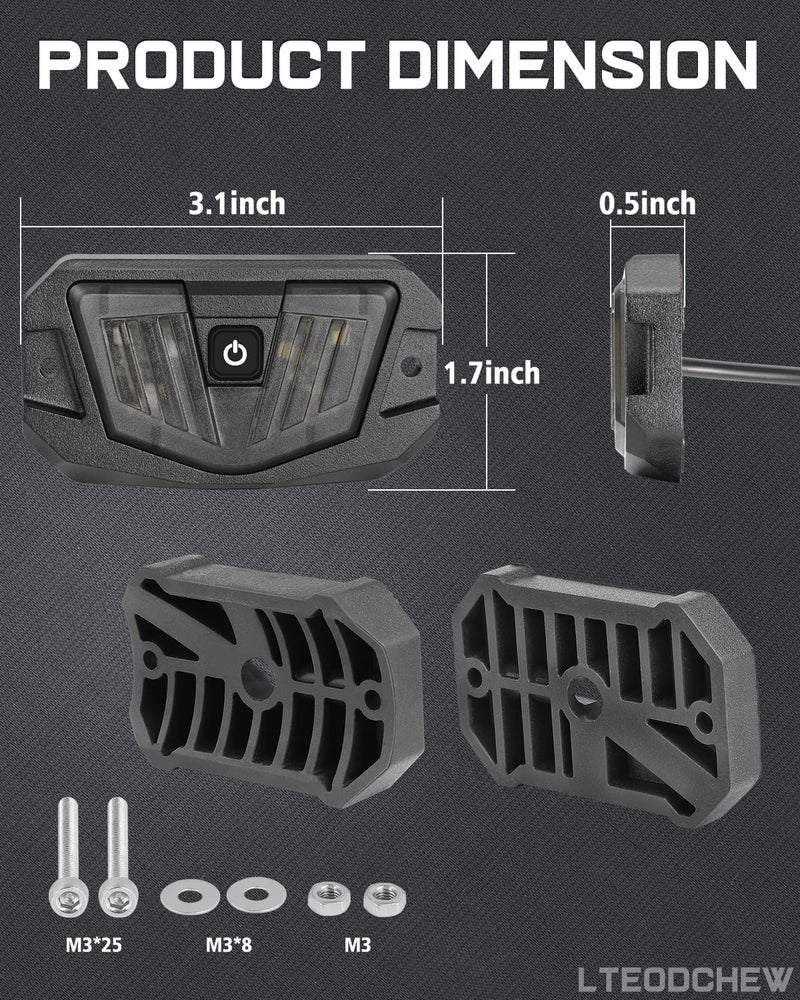 LTEODCHEW ضوء قبة V-Pro UTV، مصباح LED مثبت على قضيب الدوران بجهد 12 فولت عالمي، مقاوم للماء IP68 من الألومنيوم لـ UTV Polaris RZR Can Am Kawasaki Pioneer ATV Golf Cart SXS Car Truck - أبيض/أحمر - Image 5