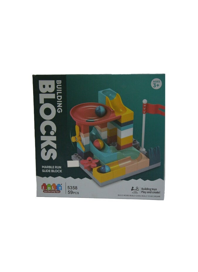 Building Blocks Marble Run Track - 59 Pieces 