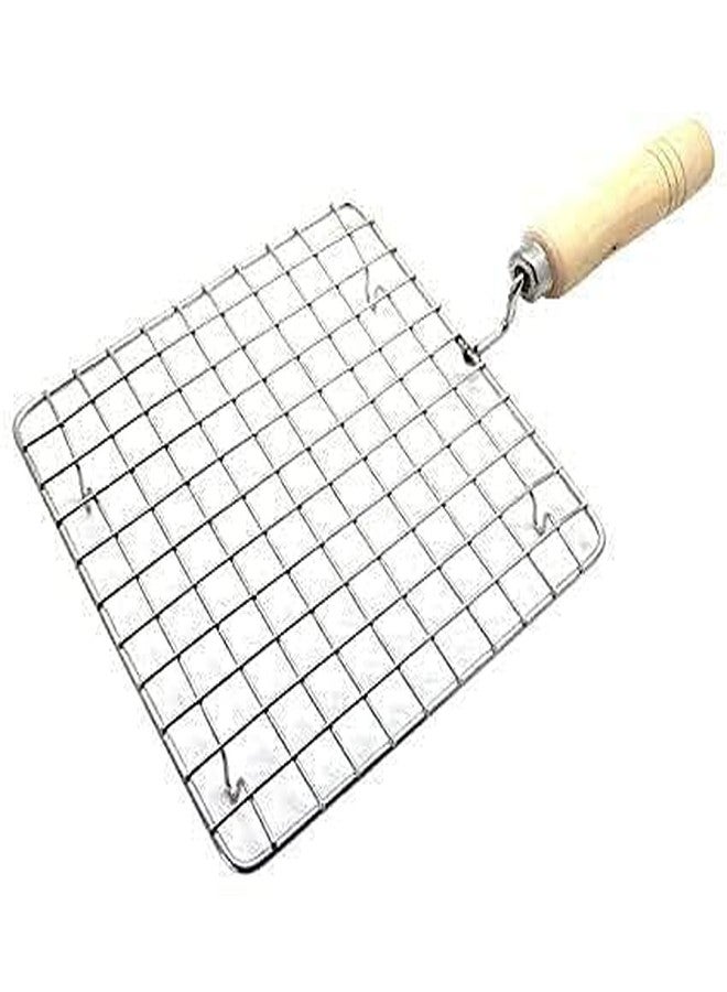 Aywal Stainless Steel Square Shape Roaster, Roti Chimta & Butter Brush 2 kg Roaster Combo - Silver - Image 2
