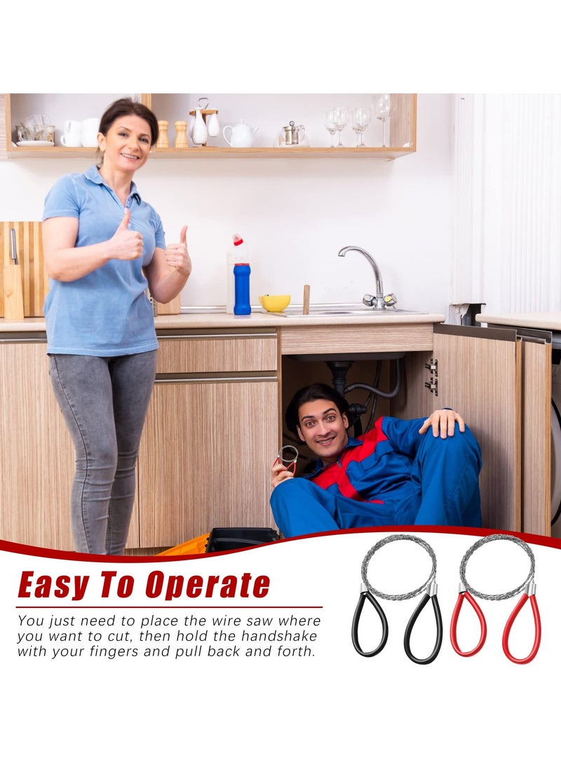 SYOSI 2 Pcs Stainless Steel Wire Saws, Hand Pocket String Rope Saw Metal Cable Saw Emergency Survival Saw For Wood/Pvc Pipe Cutting/Hiking/Hunting - Image 5