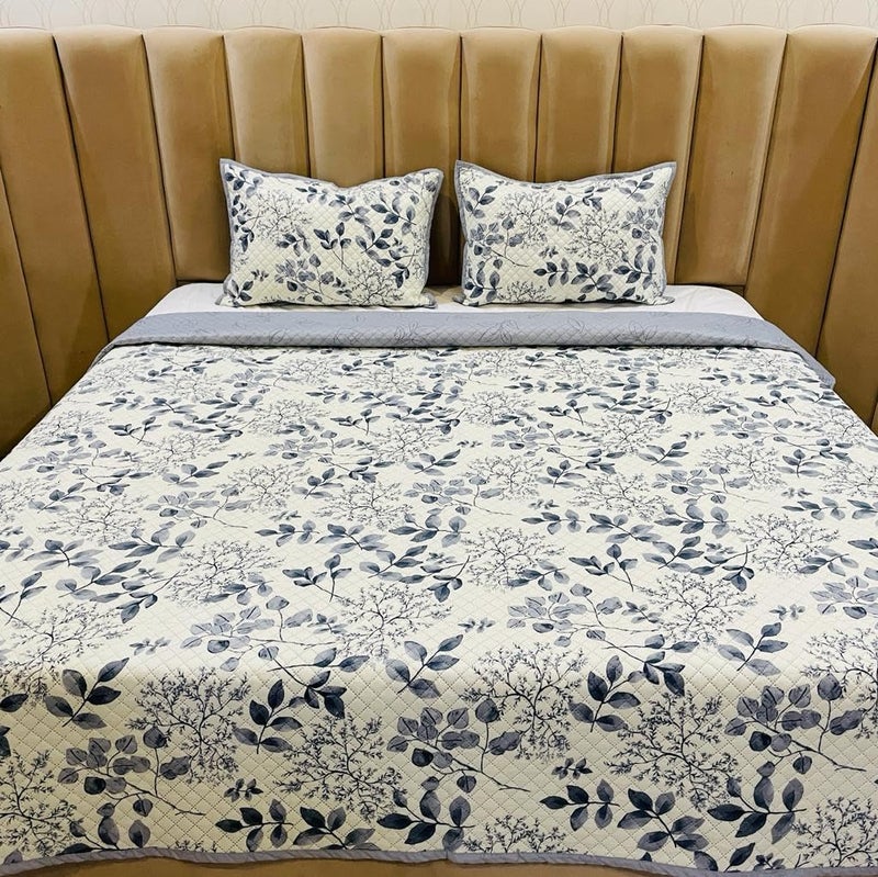 Subtlespreads Subtlespreads Premium Cotton Feel Quilted Bedcover for Double Bed King Size with 2 Quilted Pillow Covers Decorative Bed CoverQuilted Bedspread Bedsheet White Spring