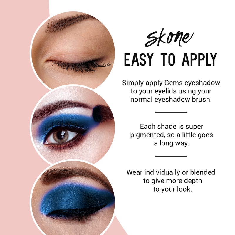 Skone Cosmetics Gems Eye Shadow, Highly Pigmented, Longwear Eye Makeup, Single Eyeshadow with Pro Shimmery Finish - Ultra-Blendable, Slightly Shimmer Shades - Blue Eyeshadow - Kisses - Image 3