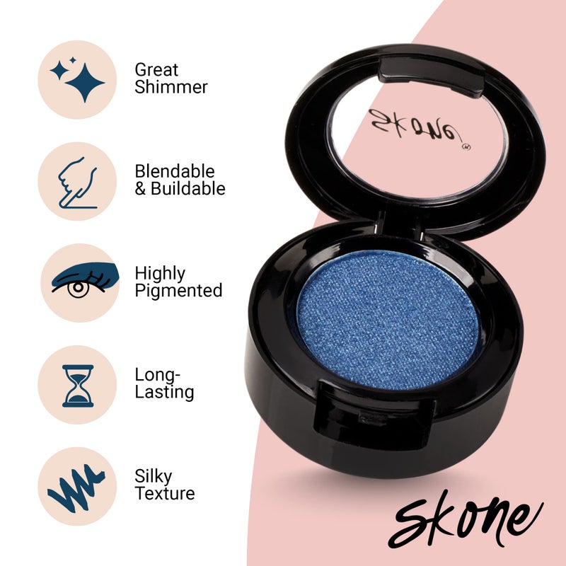 Skone Cosmetics Gems Eye Shadow, Highly Pigmented, Longwear Eye Makeup, Single Eyeshadow with Pro Shimmery Finish - Ultra-Blendable, Slightly Shimmer Shades - Blue Eyeshadow - Kisses - Image 2