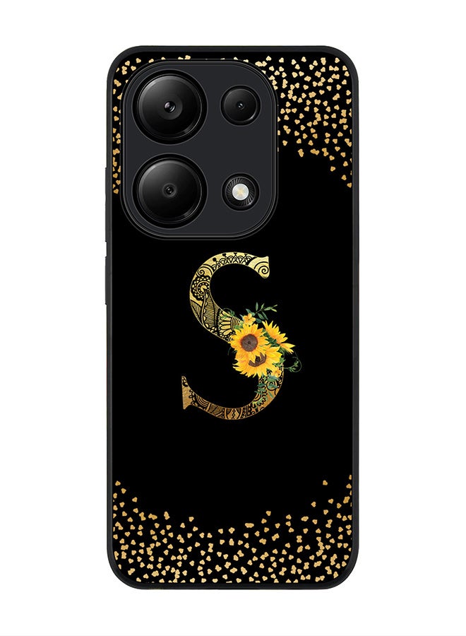 Stylizedd Rugged Case for Xiaomi Redmi Note 13 Pro 4G / Xiaomi Poco M6 Pro 4G Cover- Custom Monogram Initial Letter Mandala Floral Alphabet - S(Black)