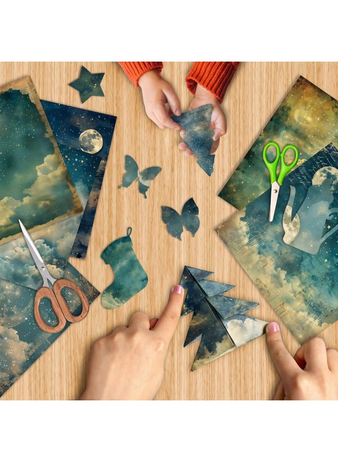 EAMOTOL Moon Starry Sky Scrapbook Paper Pad - 24 Sheets 6x6 in Pattern Designed Decorative Decoupage Origami Folded Card Material for DIY Crafts Gift Wrapping Planners Junk Journal Supplies - Image 5