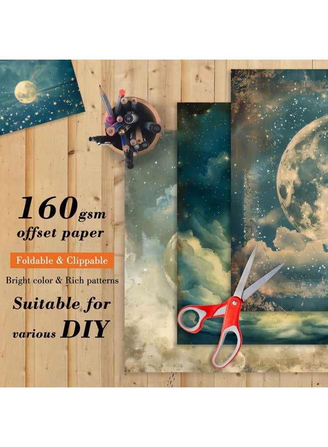 EAMOTOL Moon Starry Sky Scrapbook Paper Pad - 24 Sheets 6x6 in Pattern Designed Decorative Decoupage Origami Folded Card Material for DIY Crafts Gift Wrapping Planners Junk Journal Supplies - Image 4