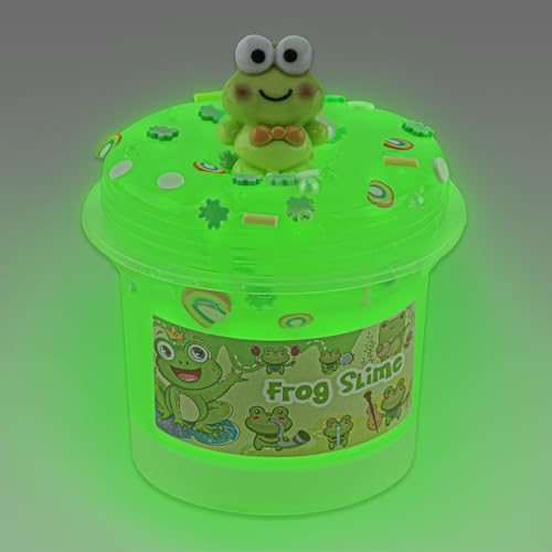 Okaybee Frog Glow in The Dark Slime Super Soft Good Stretchy Green Slime Slimes Party Favors for Kids Slimes Sensory Toys for Birthday Easter Halloween Christmas Girls Gifts Boys Gifts - Image 1