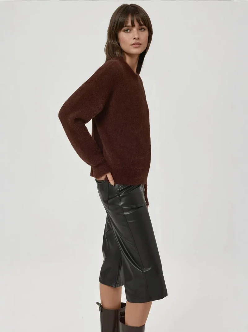 HICCUP Bearded Crew Neck Ultra Soft Touch Knit Sweater