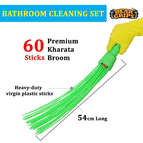 BEAR GRIPS Complete 5-Item Bathroom Cleaning Set With Toilet Brush, Tile Scrubber, Basin Brush, Plastic Kharata Broom and Nylon Sink Brush Combo - Color May Vary - Image 3
