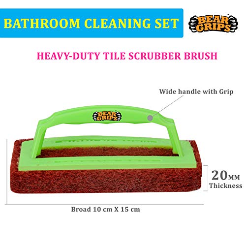 BEAR GRIPS Complete 5-Item Bathroom Cleaning Set With Toilet Brush, Tile Scrubber, Basin Brush, Plastic Kharata Broom and Nylon Sink Brush Combo - Color May Vary - Image 5