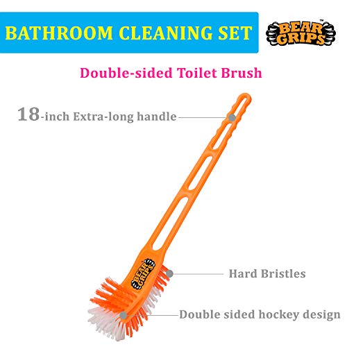 BEAR GRIPS Complete 5-Item Bathroom Cleaning Set With Toilet Brush, Tile Scrubber, Basin Brush, Plastic Kharata Broom and Nylon Sink Brush Combo - Color May Vary - Image 2