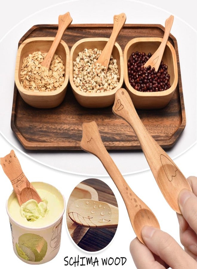 Ouliget Wooden Jam Spoons,Mini Wood Spoon with Cute Cartoon Handles,Bamboo Spoons for Honey Lotion Tea & Spices,Reusable Stirring Spoon for Eating,4 Pieces - Image 5