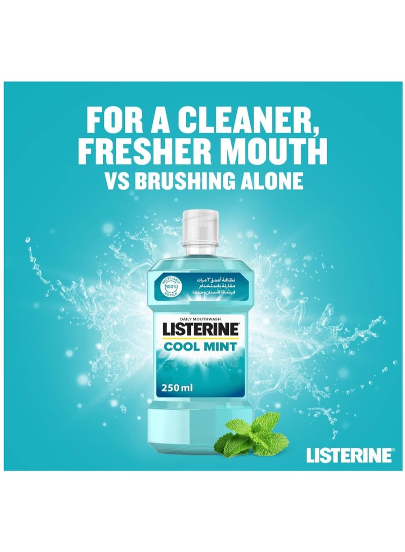 Listerine Cool Mint Mouthwash (250ml) - Antibacterial Formula - Kills 99% of Germs - Reduces Plaque & Maintains Healthy Gums - Long-Lasting Fresh Breath - Image 2