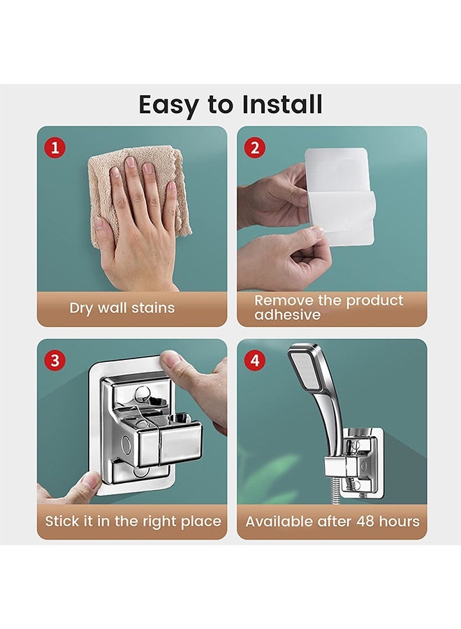 Peachjoy Shower Head Holders, Universal Shower Head Plastic Handheld Showerhead Bracket Adjustable Bracket Wall Mount for Bathroom with Adhesive Stick - Image 3