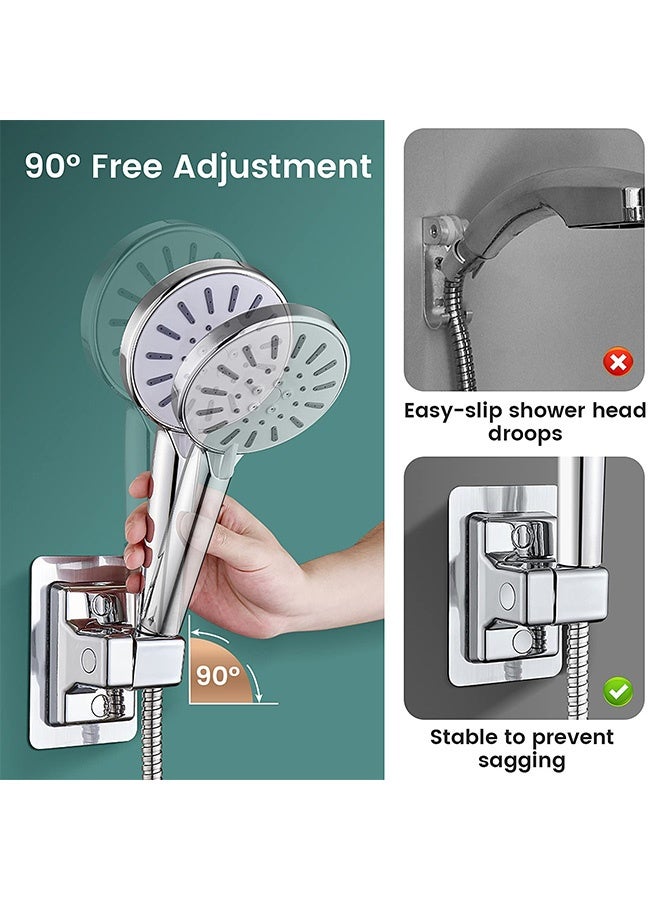 Peachjoy Shower Head Holders, Universal Shower Head Plastic Handheld Showerhead Bracket Adjustable Bracket Wall Mount for Bathroom with Adhesive Stick - Image 4