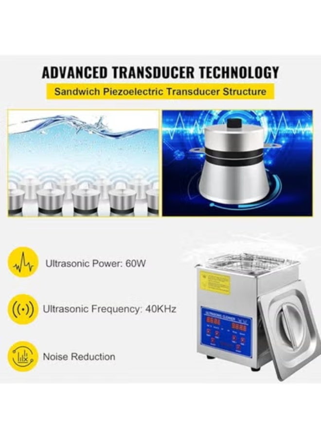 Ultrasonic Cleaner 2L Digital Ultrasonic Parts Cleaner with Timer 40kHz Professional 304 Stainless Steel Ultrasonic Cleaner for Jewelry Watch Glasses Diamond Eyeglass Small Parts Cleaning - Image 3