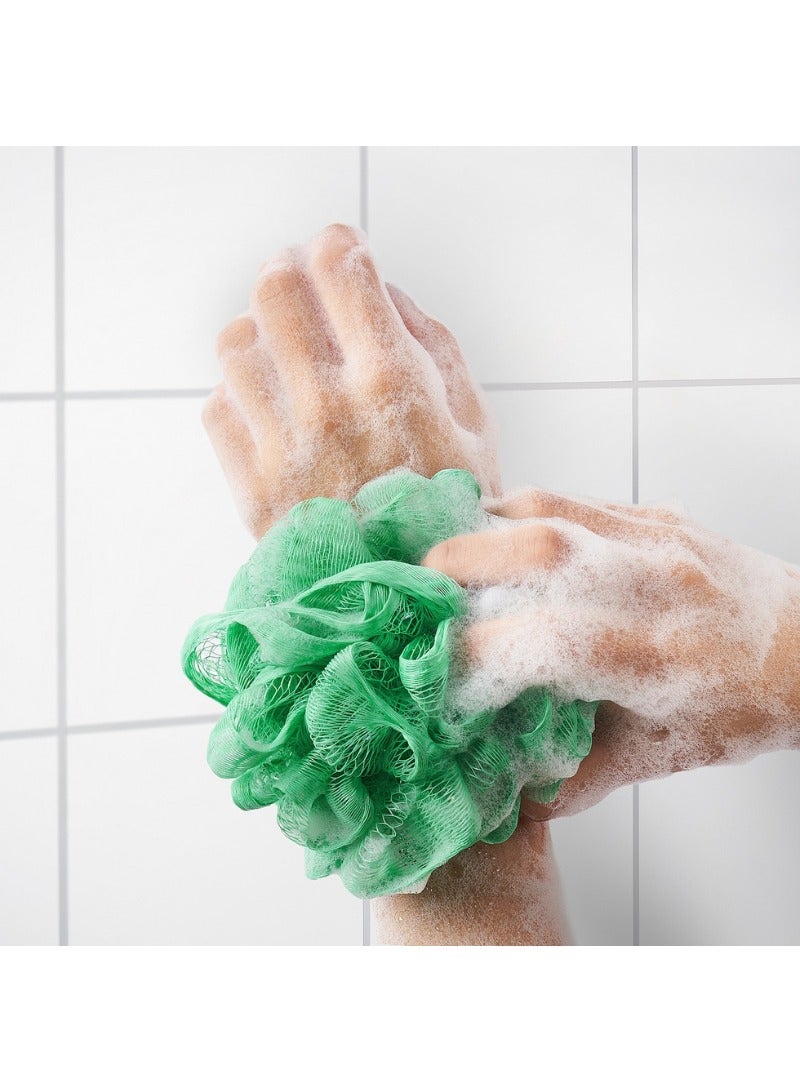 ليفة استحمام – طقم 3 قطع | برتقالي، أخضر، أبيض | تقشير لطيف - Image 5