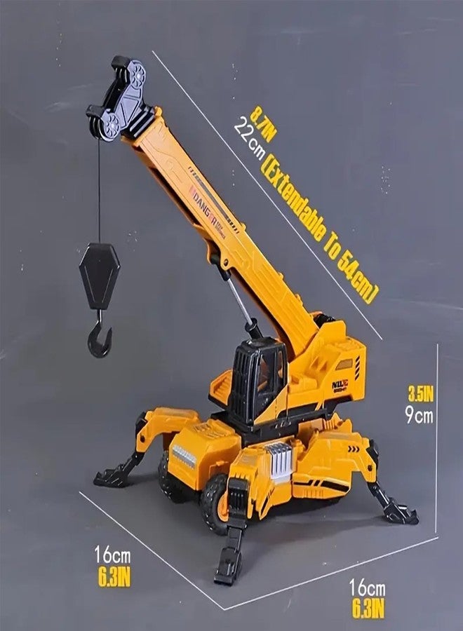 PROBABE 1:50 Diecast Friction Powered Lifting Long Crane Toy with Cable 360 Degree Rotating Towing Model Toy with Movable Wheel Construction Vehicles Truck for Kids Boys Girls - Image 3