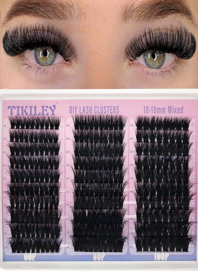 TIKILEY Fluffy Lash Clusters with Bottom Eyelash Clusters 60/80/100D Volume Eyelash Clusters DIY Eyelash Extensions 10-18mm C Curl Individual Lashes With Lower Clusters - Image 1