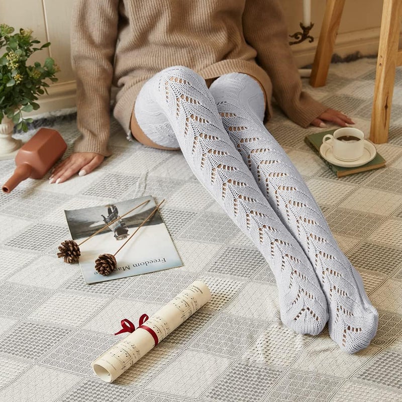 Pcavin Thigh High Socks for Women Cable Knit Over the Knee Boot Socks, Long Warm Leg Warmers Winter - Image 4