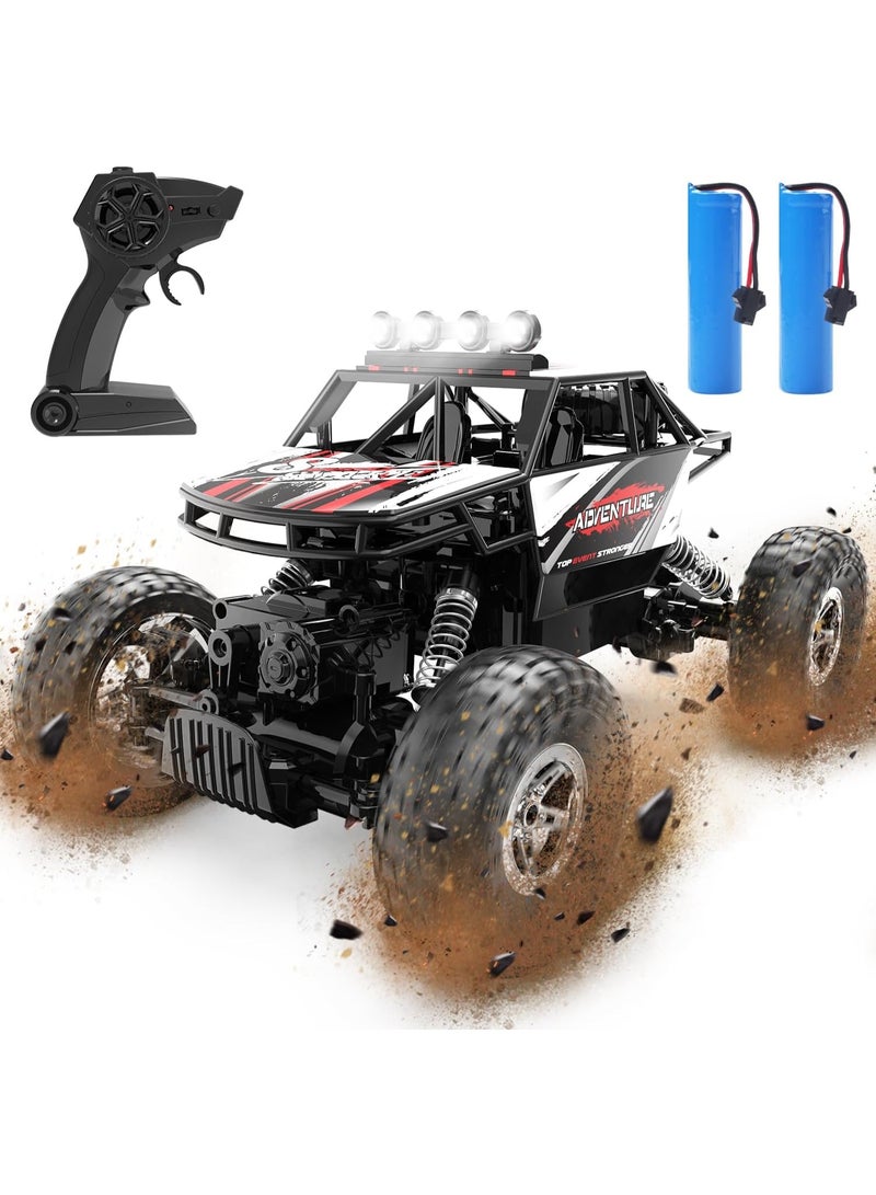 DEERC RC Cars Remote Control Car 1:14 Off Road Monster Truck,Metal Shell 4WD Dual Motors LED Headlight Rock Crawler,2.4Ghz All Terrain Hobby Truck with 2 Batteries for 90 Min Play - Image 1