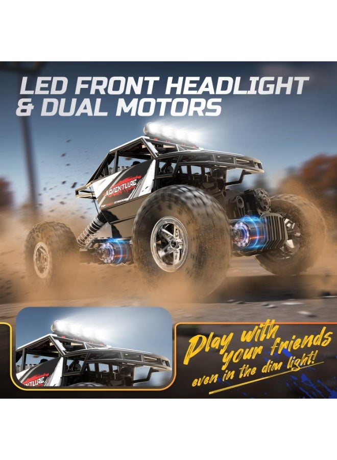 DEERC RC Cars Remote Control Car 1:14 Off Road Monster Truck,Metal Shell 4WD Dual Motors LED Headlight Rock Crawler,2.4Ghz All Terrain Hobby Truck with 2 Batteries for 90 Min Play - Image 3