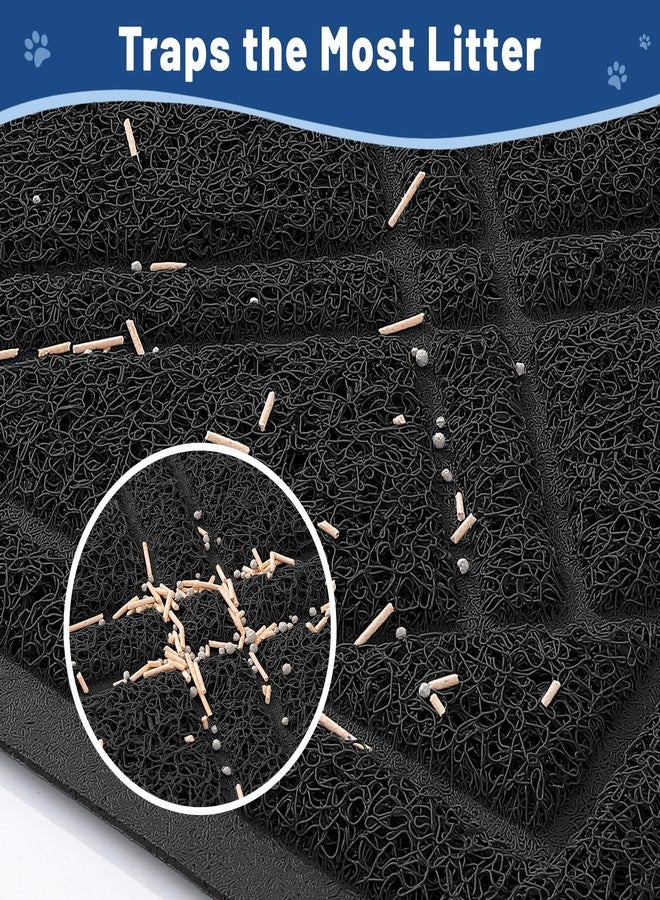 smiry سجادة صندوق فضلات القطط سميري 30×17، سجادة مانعة للانزلاق ومقاومة للماء، سهلة التنظيف، تقلل من الفضلات وتحبس البول، مناسبة للاستخدام الداخلي، لون أسود - Image 2