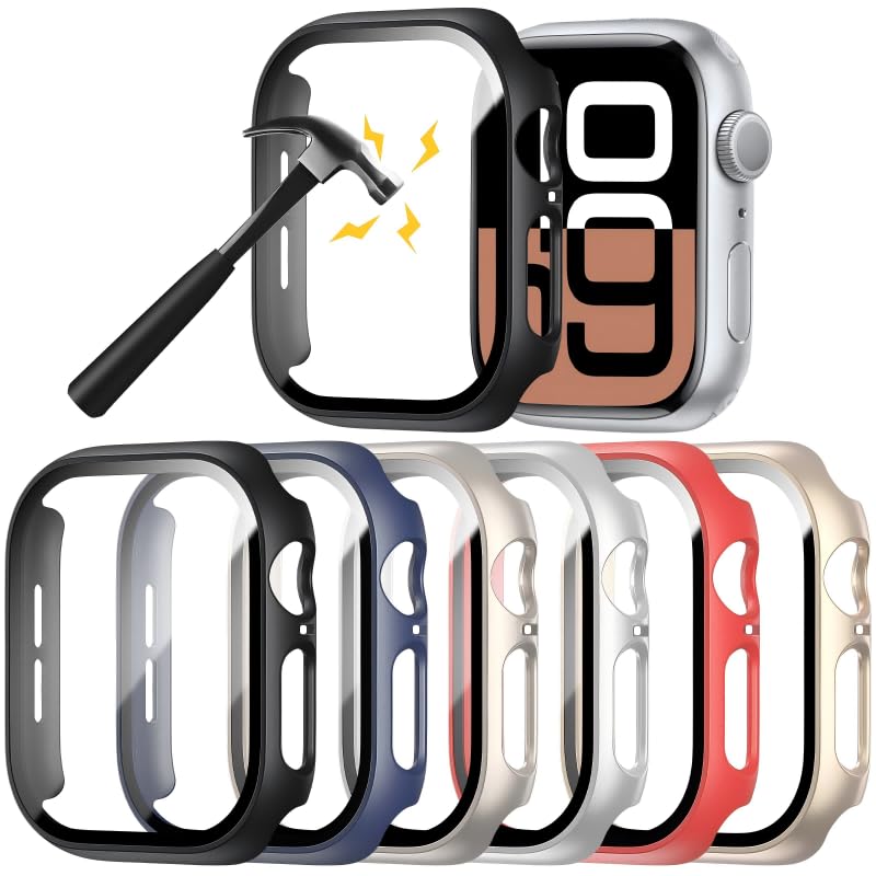 Rontion 6 Pack Hard PC Case Compatible with Apple Watch Series 11/10 42mm with Tempered Glass Screen Protector, Ultra-Thin Scratch Resistant Protective Bumper Cover for iWatch 11/10 42mm Accessories - Image 1