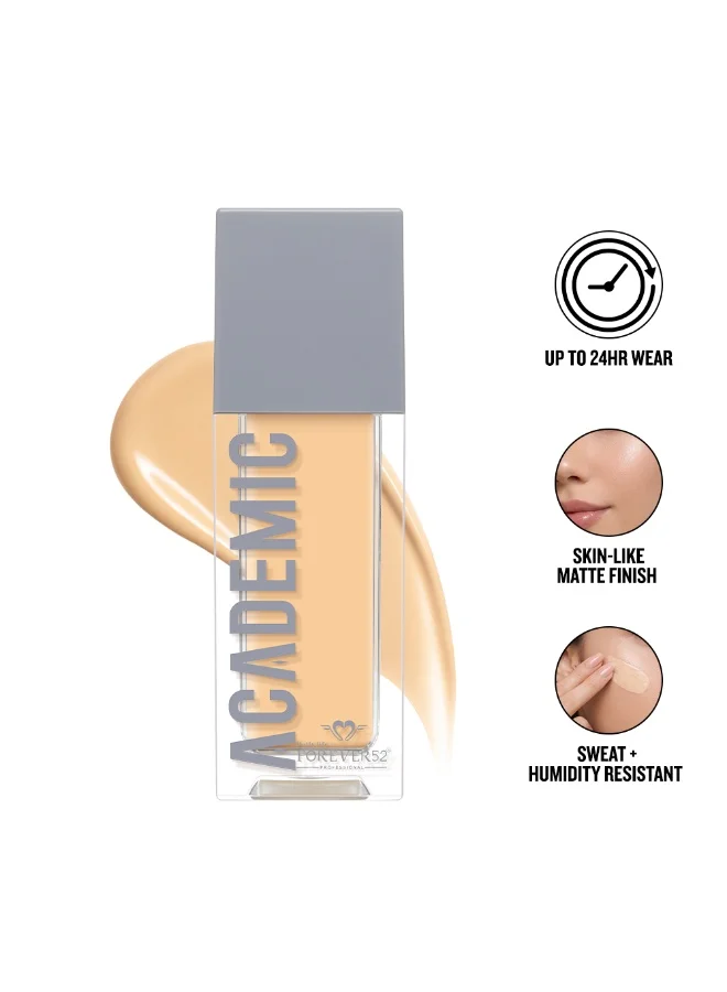 فور إيفر52 Forever52 Academic True Definition Foundation - Soft Matte, 24-Hour Wear, Hydrating