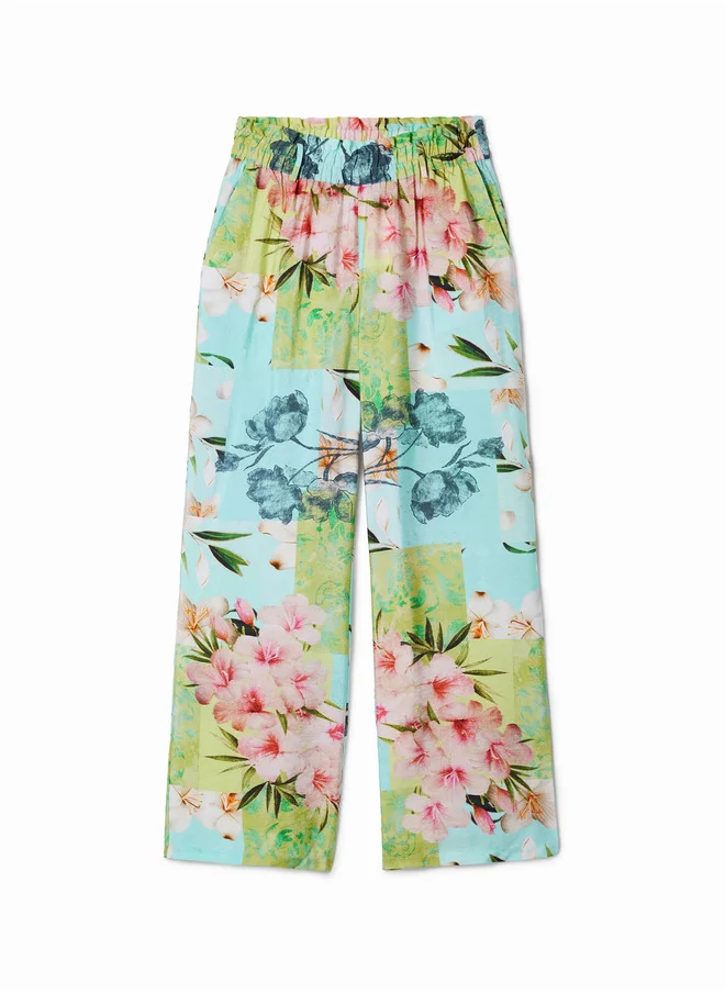DESIGUAL Long Flower Patchwork Trousers