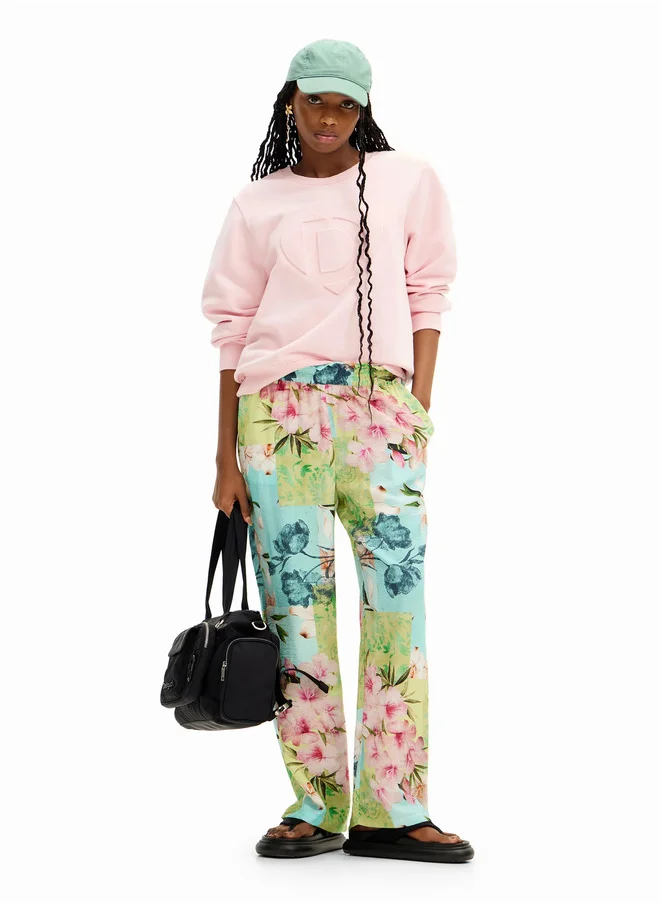 DESIGUAL Long Flower Patchwork Trousers