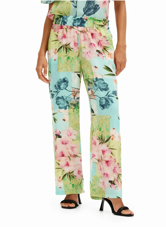 DESIGUAL Long Flower Patchwork Trousers