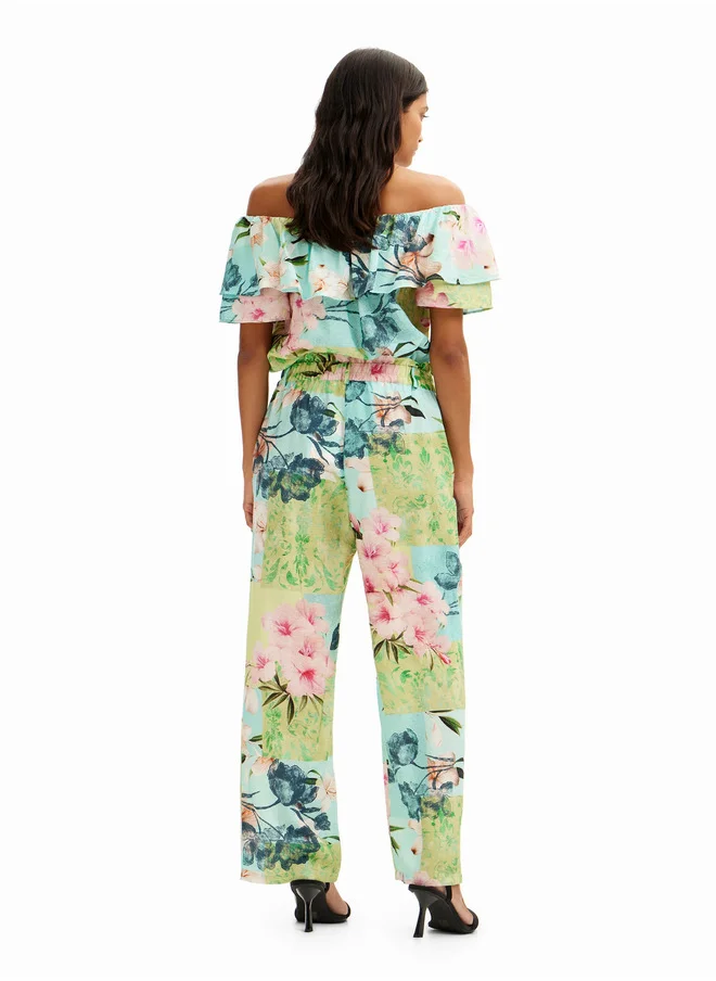 DESIGUAL Long Flower Patchwork Trousers