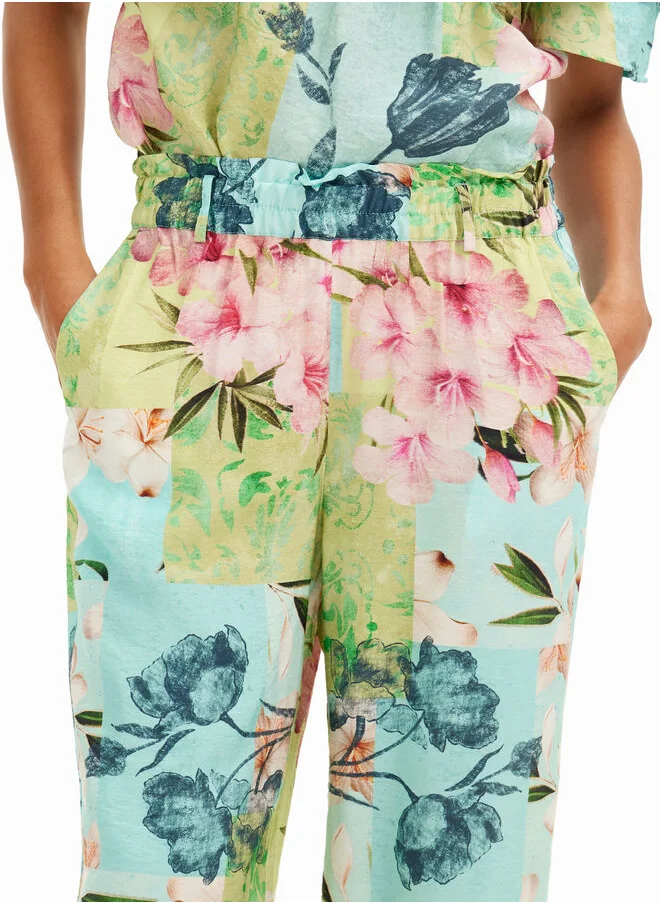DESIGUAL Long Flower Patchwork Trousers