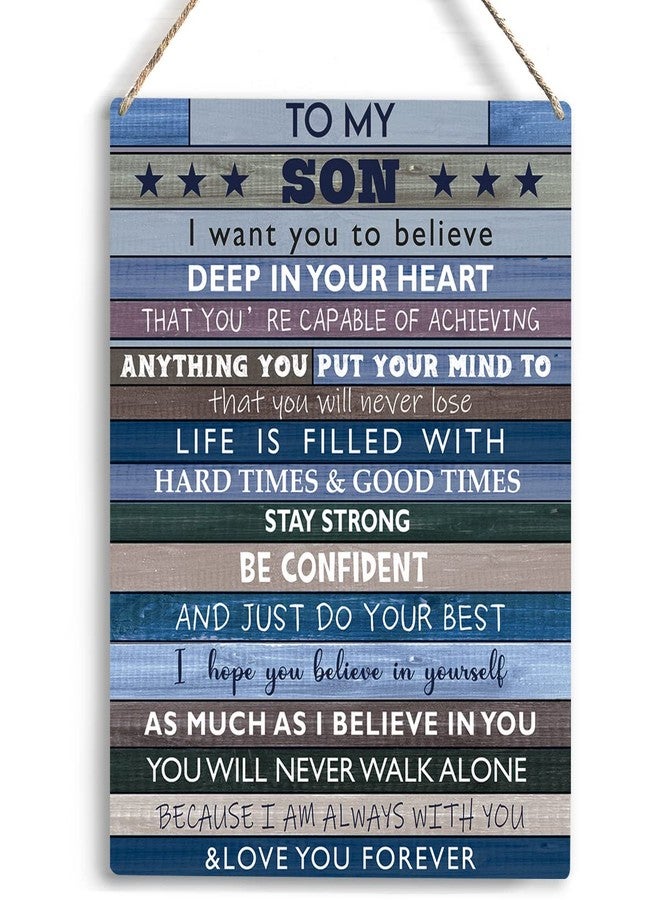 YCYD Boys Room Decor, To Son Teen Boy Room Decor Gifts, Inspirational Wall Art Wooden Hanging Plaque, Family Decorative Signs for Birthday Christmas Thanksgiving Gifts for Son 8 x 10 Inches - Image 1