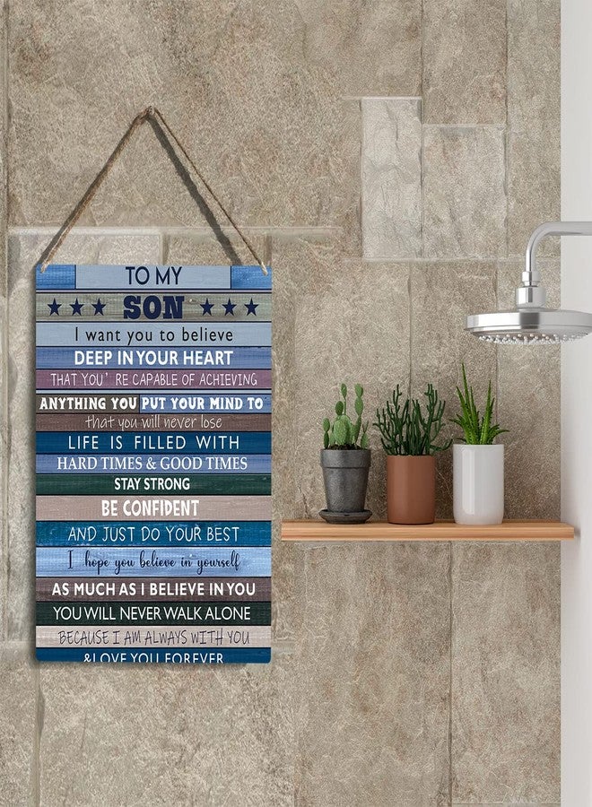 YCYD Boys Room Decor, To Son Teen Boy Room Decor Gifts, Inspirational Wall Art Wooden Hanging Plaque, Family Decorative Signs for Birthday Christmas Thanksgiving Gifts for Son 8 x 10 Inches - Image 5