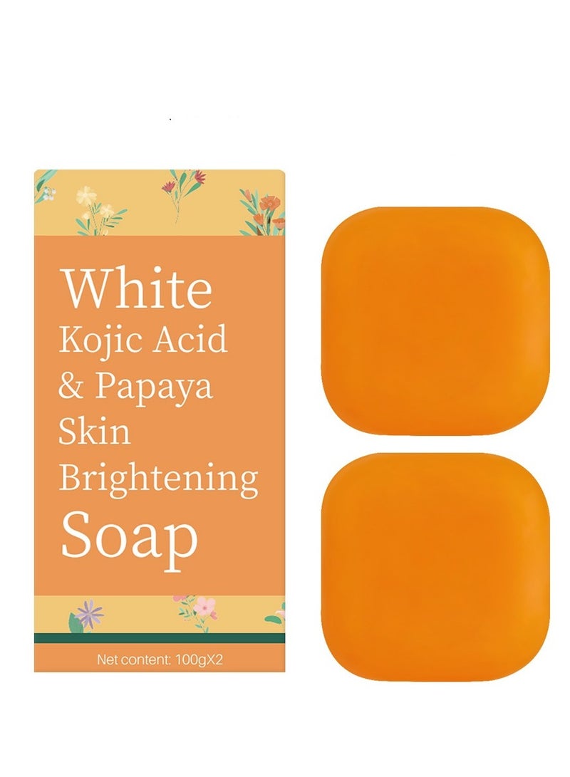 وايت صابون تفتيح البشرة White Kojic Acid و Papaya (100 جم / 2 بار) - مع حمض الهيالورونيك لتنعيم الوجه والجسم ، والبقع الداكنة ، وندبات حب الشباب ، وتفاوت لون البشرة - هيبوالرجينيك و تم اختباره من قبل أطباء الأمراض الجلدية - Image 1