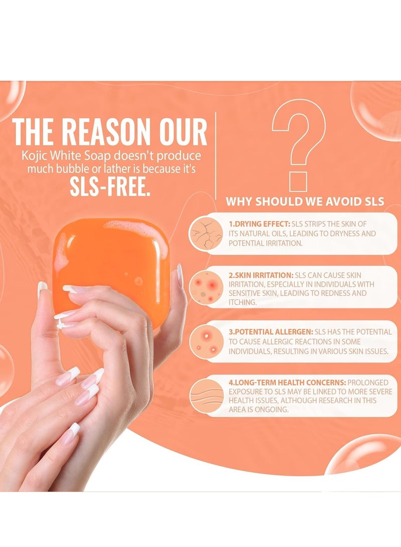 وايت صابون تفتيح البشرة White Kojic Acid و Papaya (100 جم / 2 بار) - مع حمض الهيالورونيك لتنعيم الوجه والجسم ، والبقع الداكنة ، وندبات حب الشباب ، وتفاوت لون البشرة - هيبوالرجينيك و تم اختباره من قبل أطباء الأمراض الجلدية - Image 5