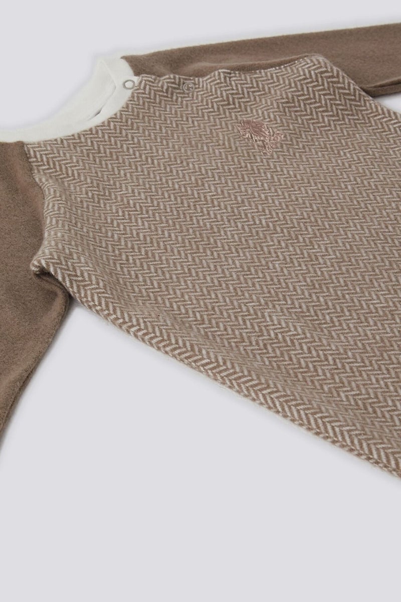 U.S. Polo Assn. BASE. Polo Assn. Beige Snap Collar Baby Jumpsuit  - Image 2