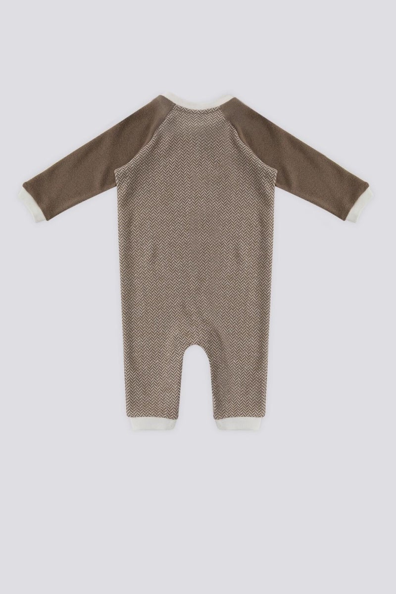 U.S. Polo Assn. BASE. Polo Assn. Beige Snap Collar Baby Jumpsuit  - Image 4
