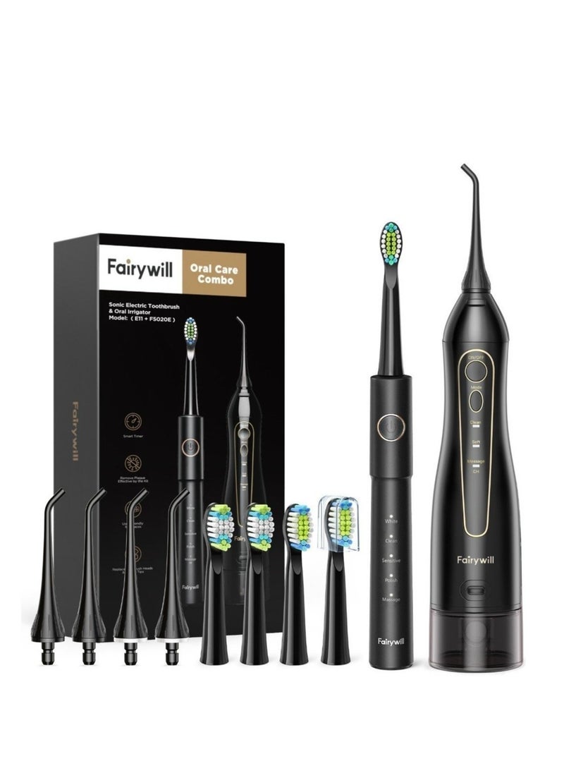Fairywill Intelligent Ultrasonic Toothbrush And Oral Irrigator Water Flosser Oral Care Combo Pack USB Rechargeable 3 Modes 300ML 10 Piece  - Image 1