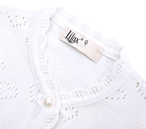 Lilax Baby Girls' Little Hearts Knit Cardigan Sweater (6 Months, White) - Image 4