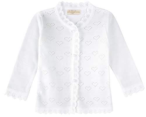 Lilax Baby Girls' Little Hearts Knit Cardigan Sweater (6 Months, White) - Image 1