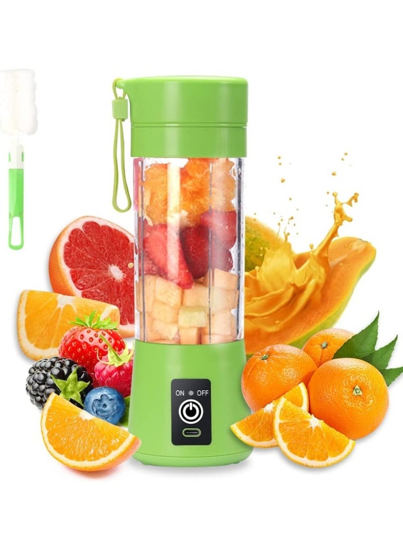 ELTRAZONE Portable Blender Cup,Electric USB Juicer Blender,Mini Blender Portable Blender For Shakes and Smoothies, Juice,380ml, Six Blades Great for Mixing,Green - Image 1