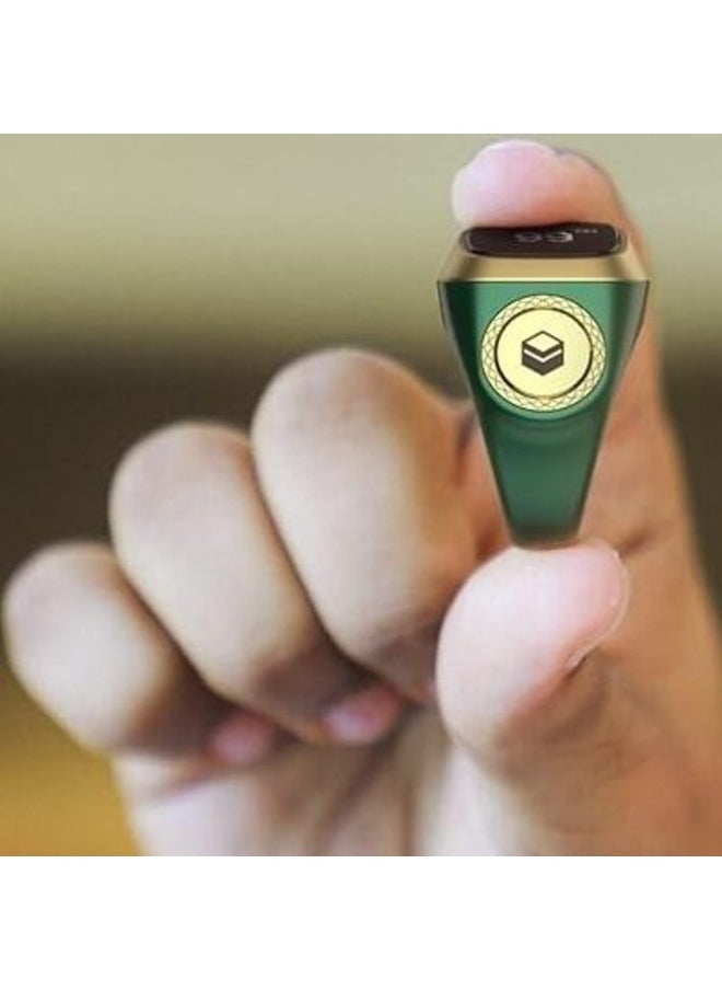 خاتم ذكر ذكي 18 مم مع تذكير بالاهتزاز وعداد تسبيح واتصال بلوتوث لتطبيق IQIBLA الحصري و5 تذكيرات يومية بالصلاة، أخضر