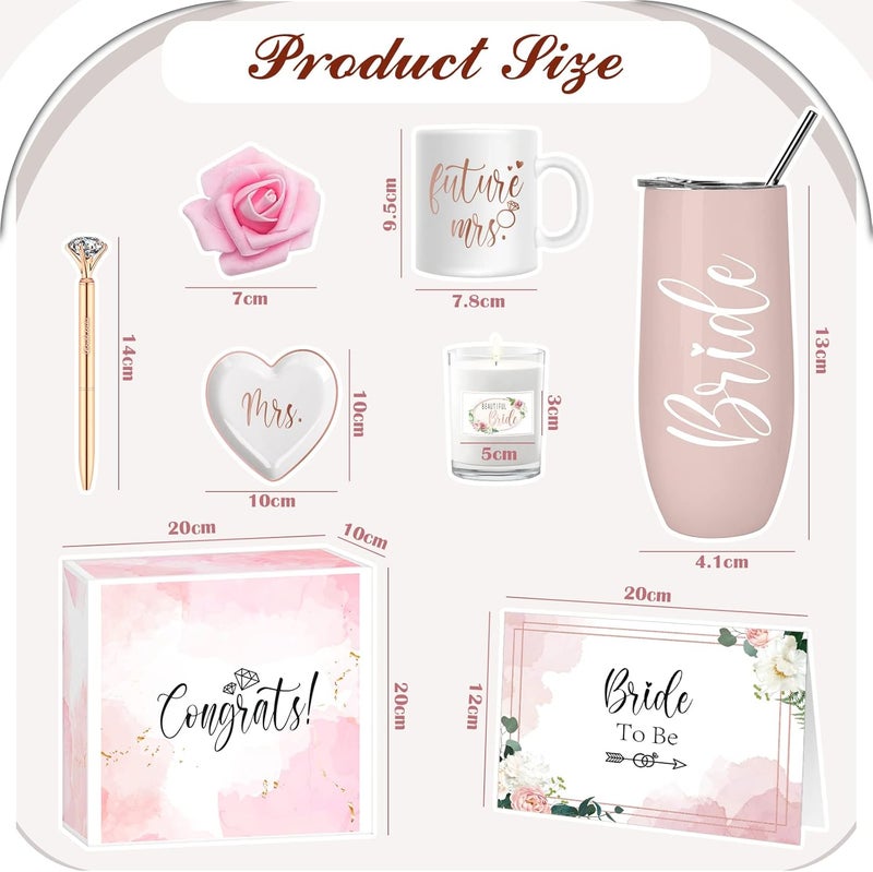Nuenen Nuenen 8 Pieces Bride Gifts Box Bridal Shower Gifts Include Stainless Steel Tumbler Coffee Mug Scented Candle and Ring Dish Set for Bachelorette Wedding Bridal Shower Party SupliesFlowers  - Image 3